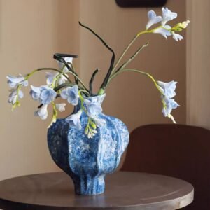 Wabi-sabi pleated ceramic vase