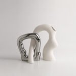 Irregularly shaped color-blocked vase