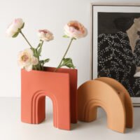 Wabiv modern U-shaped geometric hollow ceramic vase