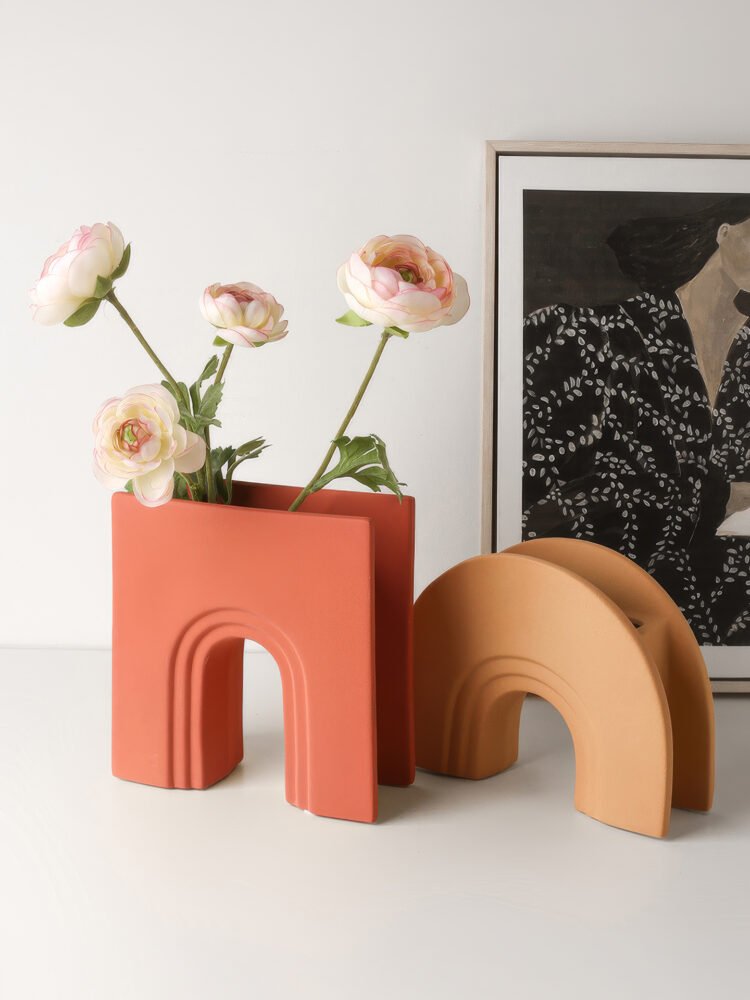 Wabiv modern U-shaped geometric hollow ceramic vase
