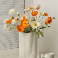 Hand-pinched aesthetic ceramic vase resembling a paper bag