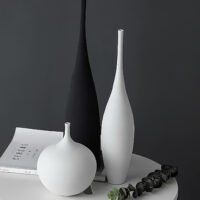 Wabiv narrow neck tall ceramic vase with wire-drawn texture