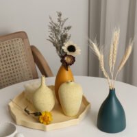 Soft Morandi color palette ceramic vase for dried flowers