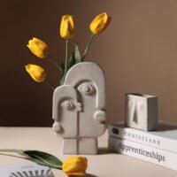 Wabiv abstract human face art decorative ceramic vase