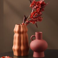 Nordic INS style geometric textured ceramic vase