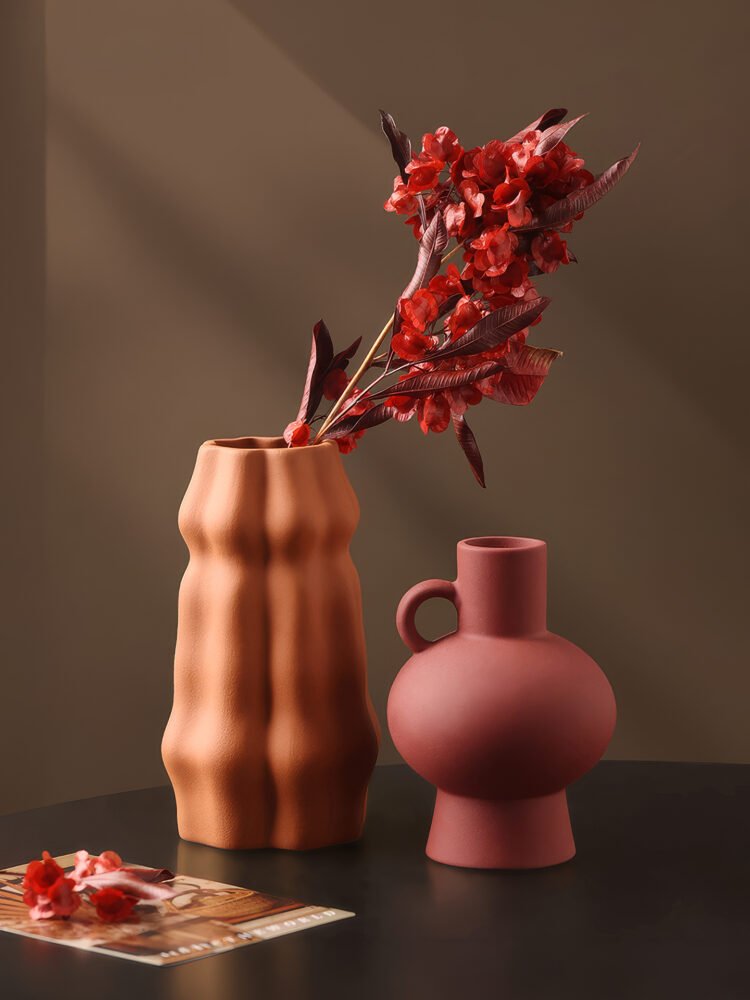 Nordic INS style geometric textured ceramic vase