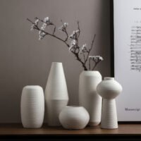 Wabiv unglazed ceramic vase with subtle stenciled details