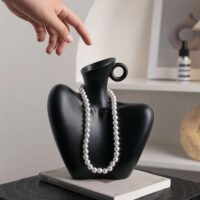 Wabiv elegant clavicle shaped artistic white ceramic vase