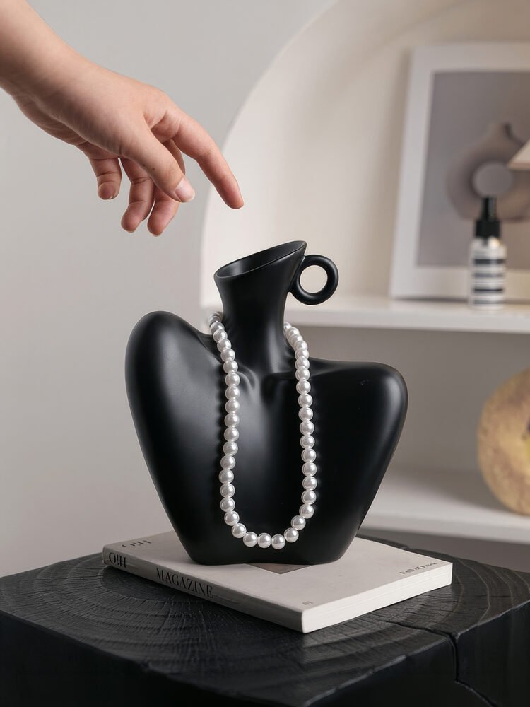 Wabiv elegant clavicle shaped artistic white ceramic vase