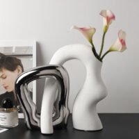 Contemporary irregular shaped color-blocked decorative vase