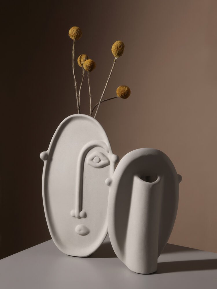 Wabiv abstract human face art decorative ceramic vase