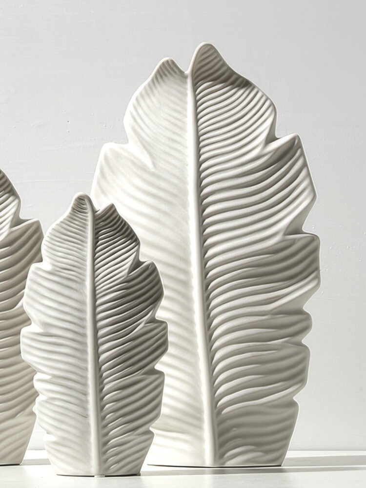 Minimalist Nordic style vase with subtle leaf motif