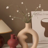 Nordic INS style geometric textured ceramic vase
