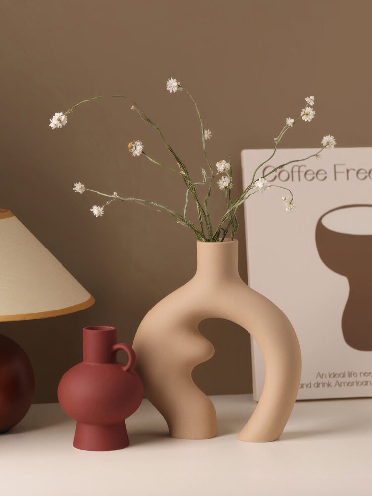 Nordic INS style geometric textured ceramic vase