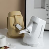 Funny Moai giant stone statue shaped ceramic tissue box dispenser