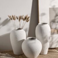 Wabiv natural faux stone textured ceramic vase