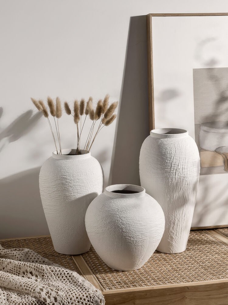 Wabiv natural faux stone textured ceramic vase