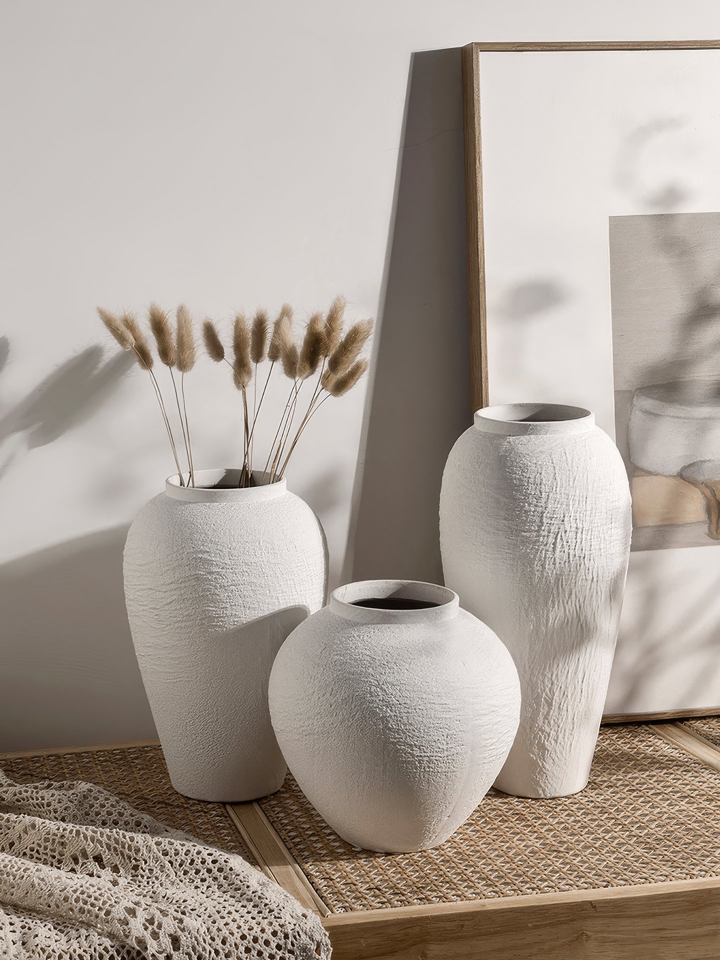 Wabiv Faux Stone Textured Vase | Rustic Wabi Sabi Ceramic