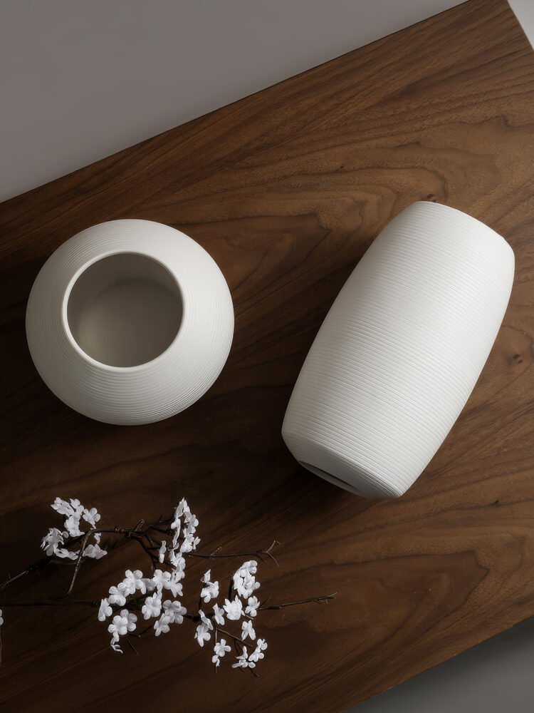 Wabiv unglazed ceramic vase with subtle stenciled details