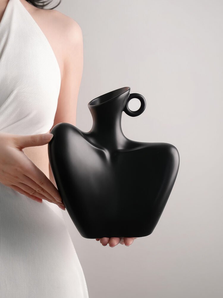 Wabiv elegant clavicle shaped artistic white ceramic vase