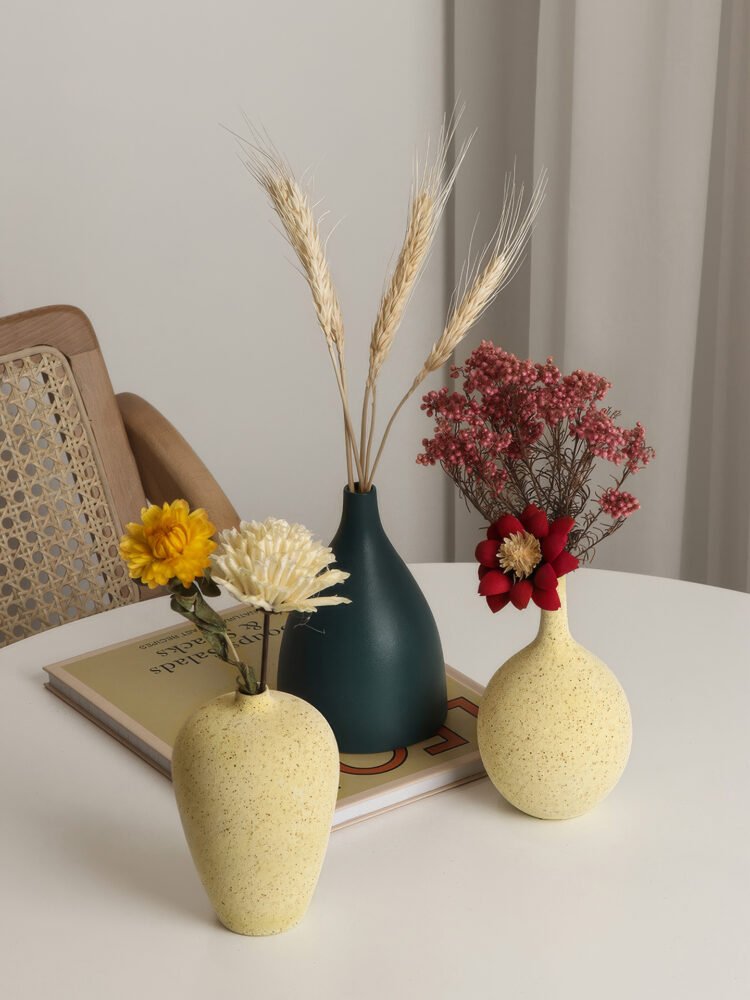 Soft Morandi color palette ceramic vase for dried flowers
