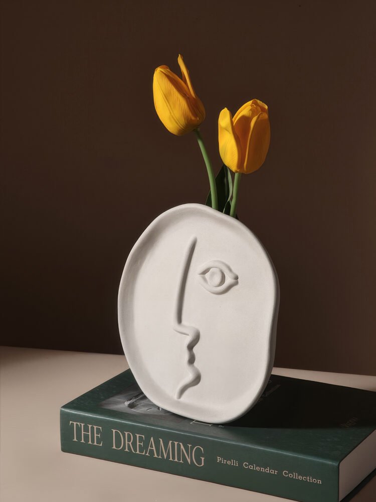 Wabiv abstract human face art decorative ceramic vase