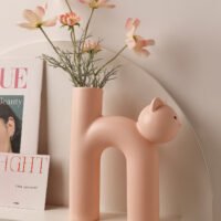 Wabiv cute tubular Siamese cat shaped ceramic vase