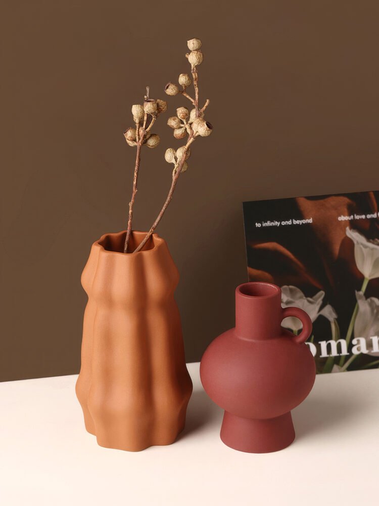 Nordic INS style geometric textured ceramic vase