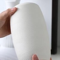 Wabiv unglazed ceramic vase with subtle stenciled details