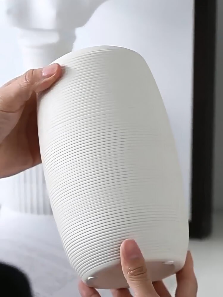 Wabiv unglazed ceramic vase with subtle stenciled details
