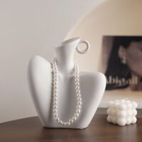 Wabiv elegant clavicle shaped artistic white ceramic vase