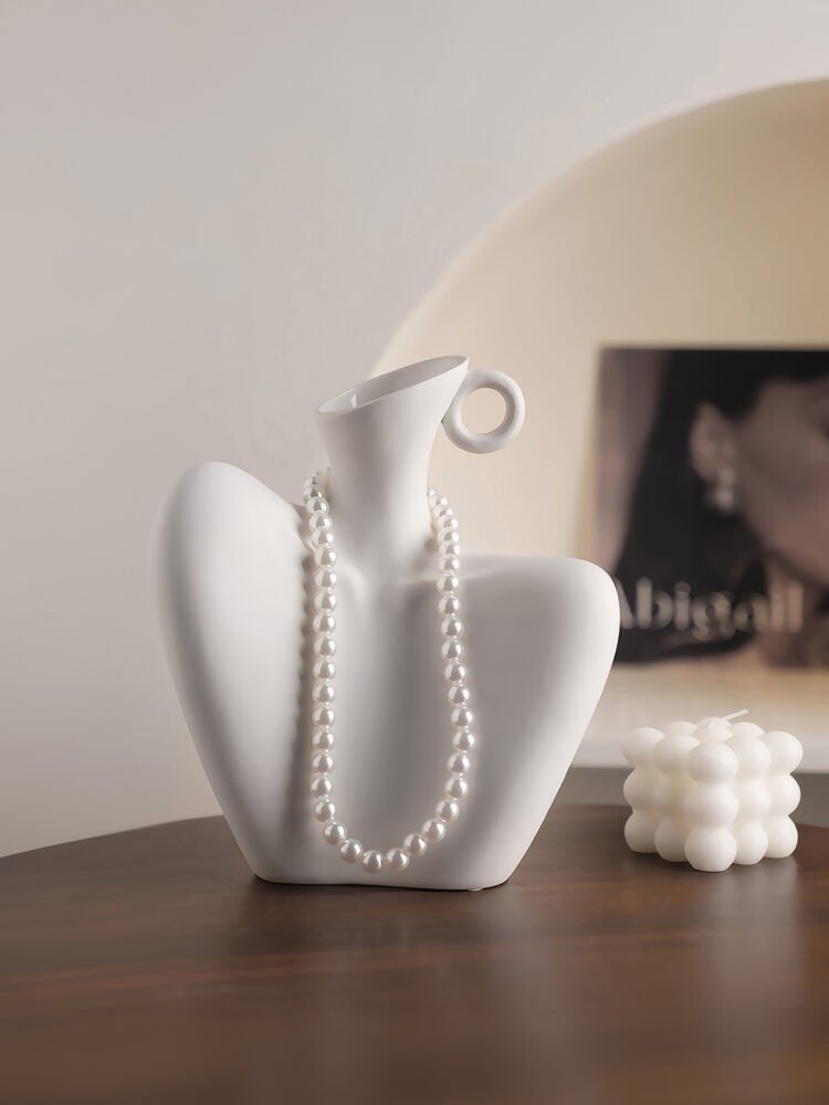 Wabiv elegant clavicle shaped artistic white ceramic vase