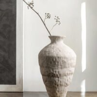 Wabiv rustic white frosted glaze pottery jar vase