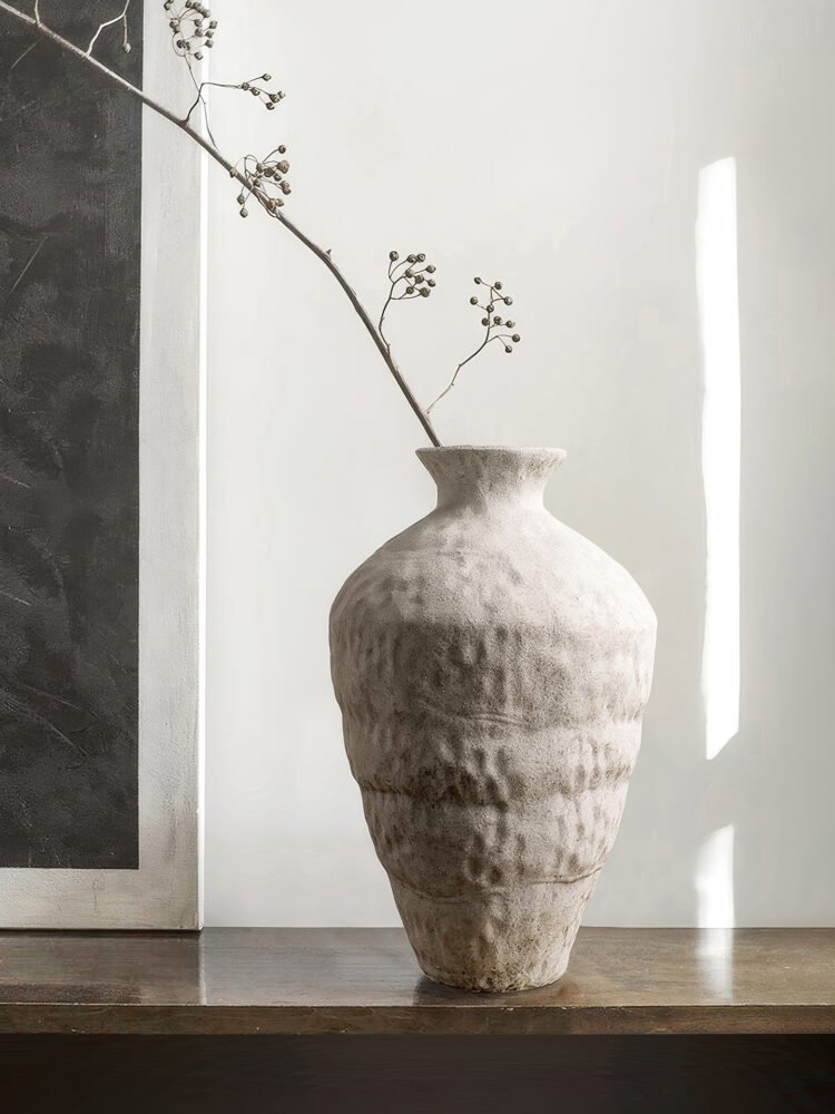 Wabiv rustic white frosted glaze pottery jar vase
