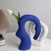 Contemporary irregular shaped color-blocked decorative vase