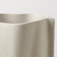 Hand-pinched aesthetic ceramic vase resembling a paper bag