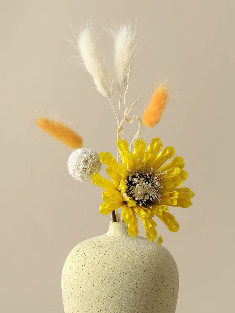 Soft Morandi color palette ceramic vase for dried flowers