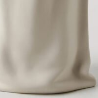 Hand-pinched aesthetic ceramic vase resembling a paper bag