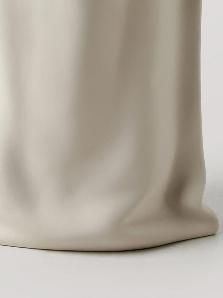Hand-pinched aesthetic ceramic vase resembling a paper bag