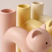 Wabiv cute tubular Siamese cat shaped ceramic vase
