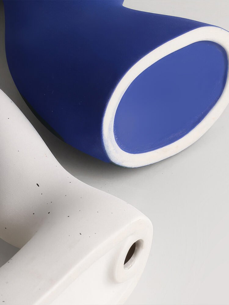 Contemporary irregular shaped color-blocked decorative vase
