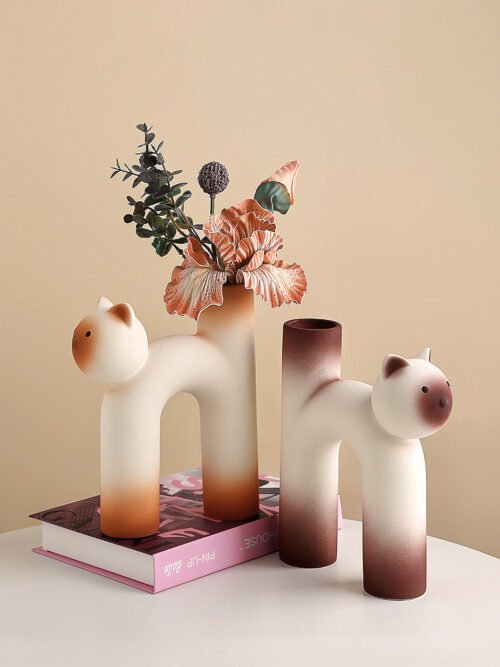 Wabiv Tubular Siamese Cat Flower Vase