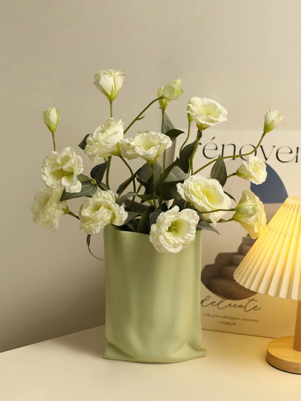 Hand-pinched textured paper bag vase