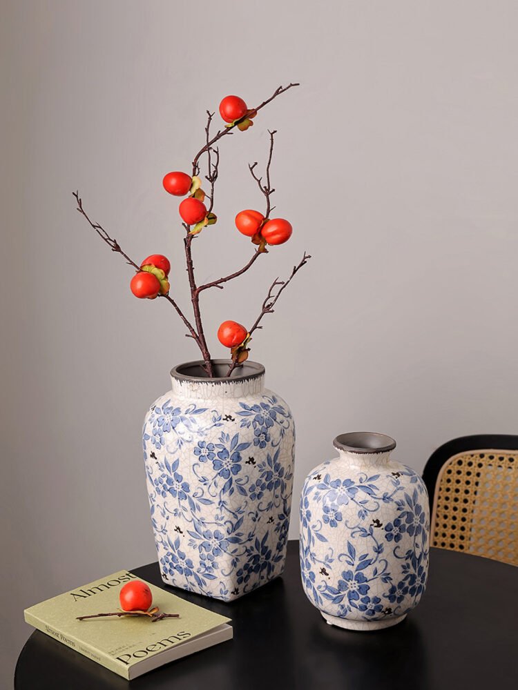 Wabiv Ice crackle blue and white porcelain vase