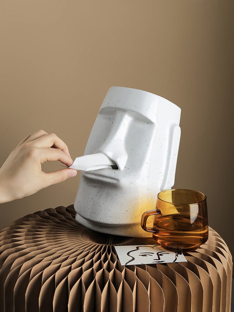 Moai Giant Stone Statue Ceramic Tissue Box