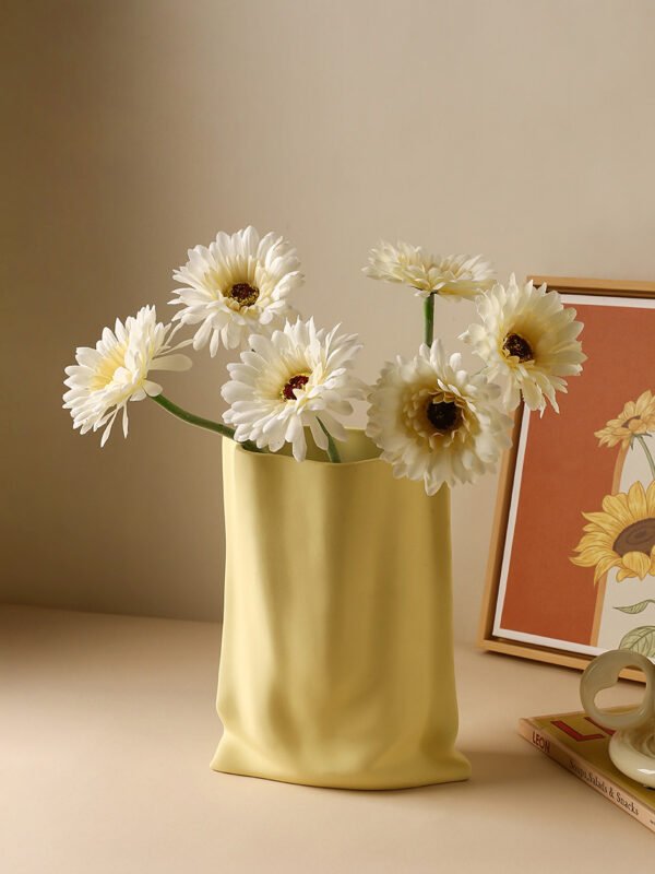 Hand-pinched textured paper bag vase