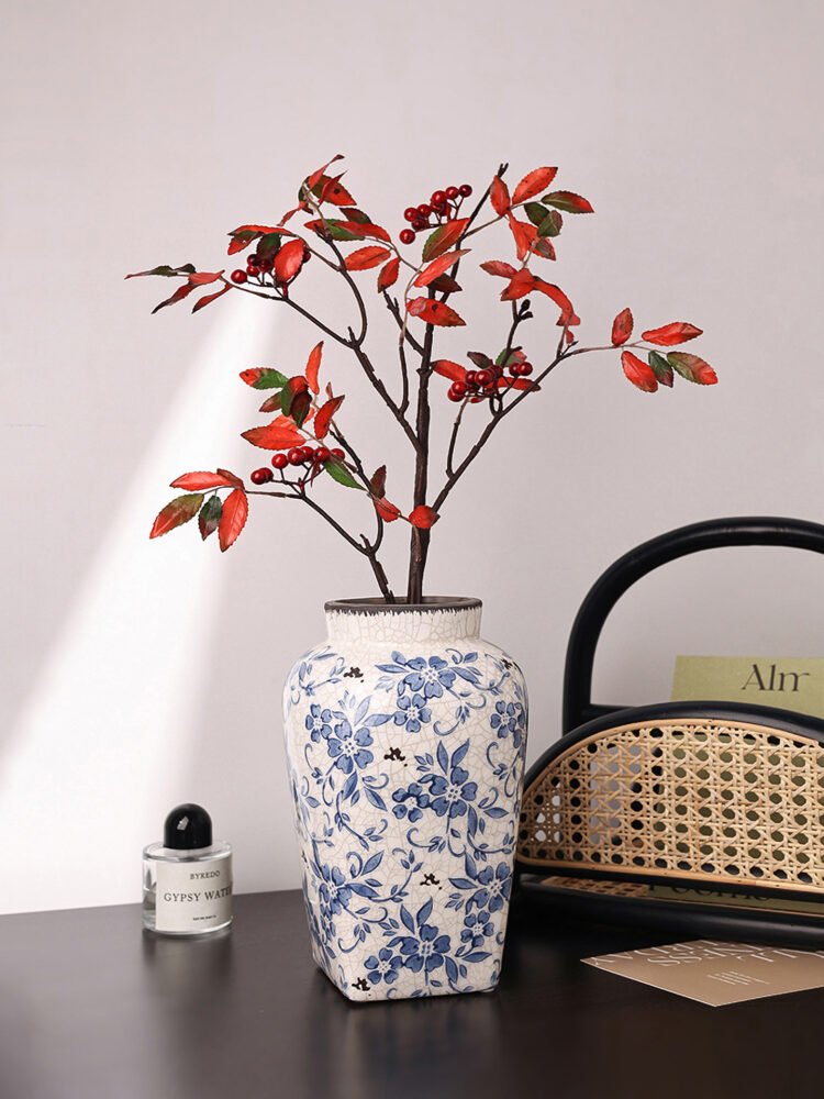 Wabiv Ice crackle blue and white porcelain vase