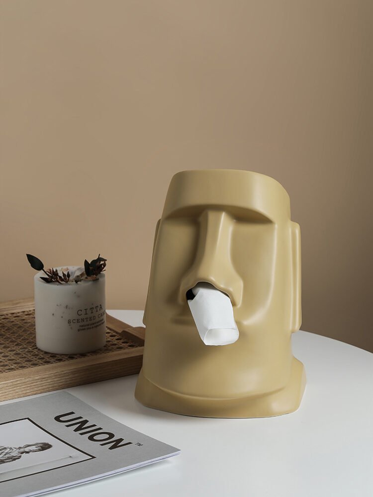 Moai Giant Stone Statue Ceramic Tissue Box