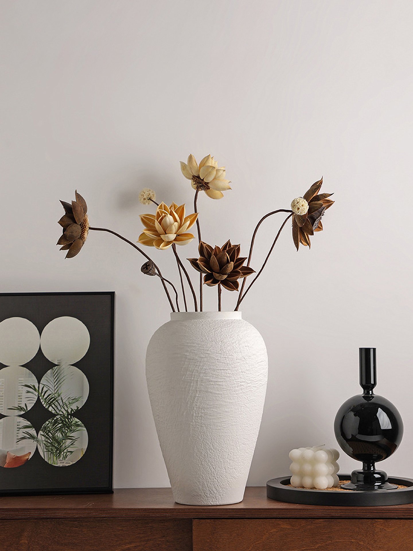 Wabiv Faux Stone Textured Vase | Rustic Wabi Sabi Ceramic
