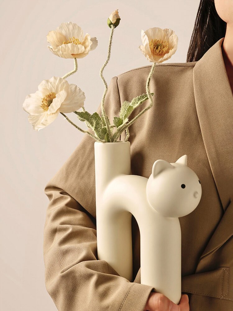 Wabiv Tubular Siamese Cat Flower Vase